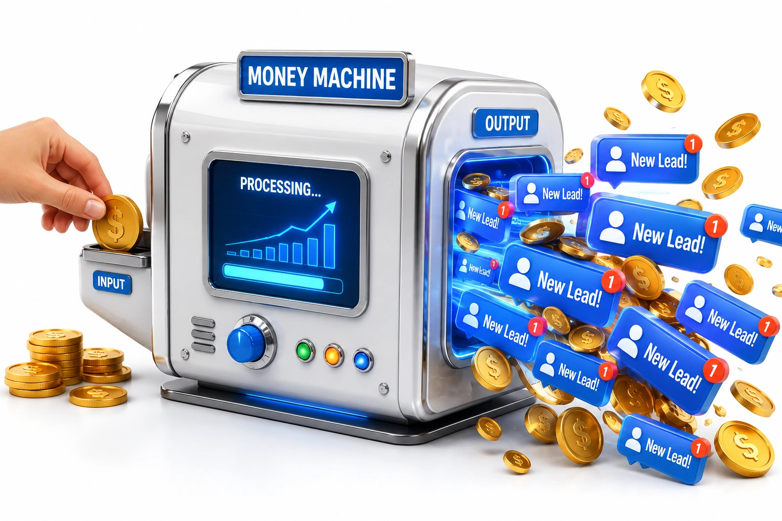 3D illustration showing high ROI from digital paid advertising.